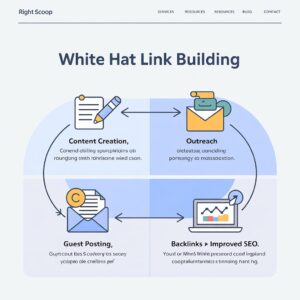 White hat link building strategy flowchart by Right Scoop