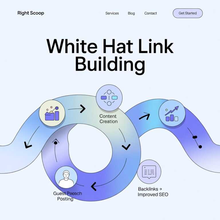 White hat link building strategy flowchart by Right Scoop