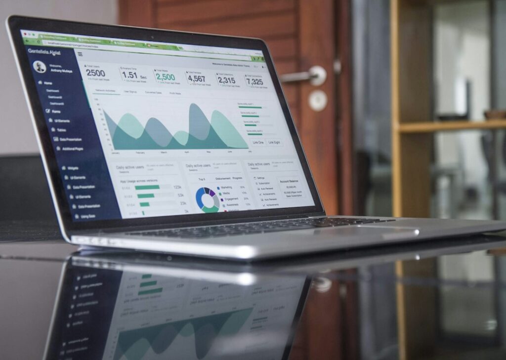 link building ROI tracking: Measure Real Returns in 4 Steps - SEO analytics dashboard on laptop